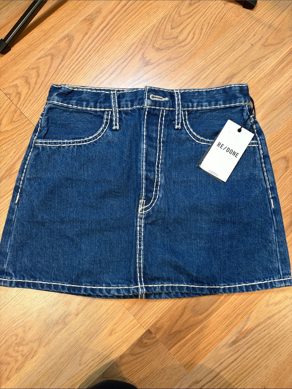 Re/Done Chunky Stitch Indigo 90s Mini Skirt – NWT – Size 24